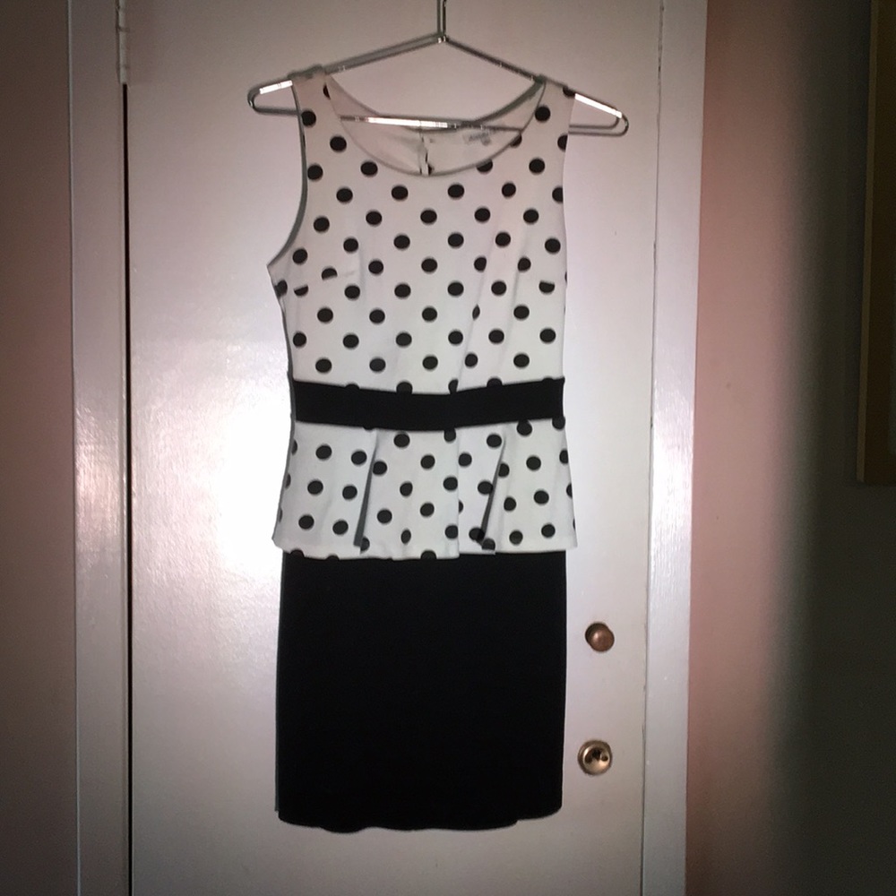 Charlotte Russe polka dot peplum dress M